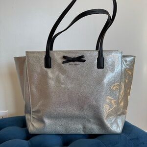 Kate Spade Mavis glitter Silver Tote Bag